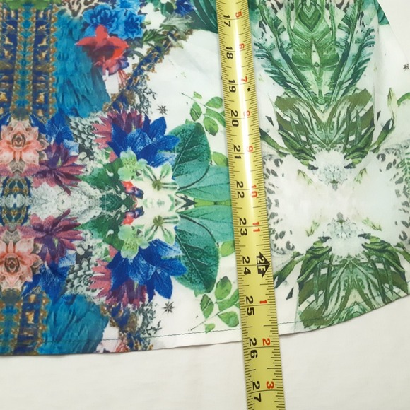 Sheilay Blouse Womens Small Blue Floral Cold Shoulder Bell Sleeve Top New - Picture 5 of 16